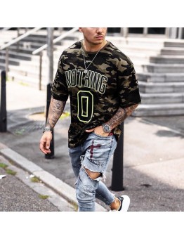 Camouflage numbers crew neck T-shirt HF1914-01-04