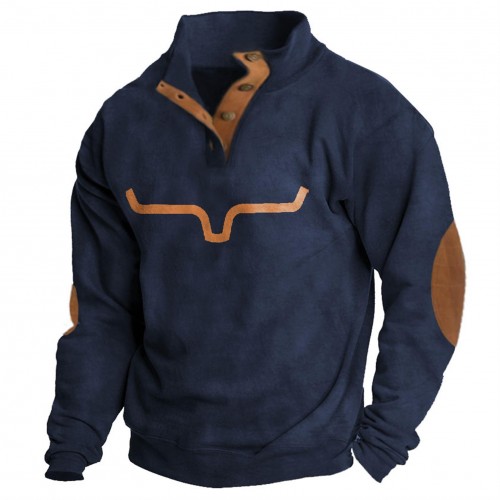 Men's retro stand collar T-shirt sweatshirt HF0902-02-01 Men's retro stand collar T-shirt sweatshirt HF0902-02-01