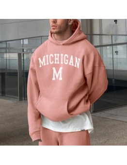 Letter pattern casual loose plush hoodie HF3007-03-02