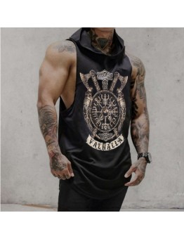Men's training wear sleeveless hooded sweatshirt T-shirt  HF0119-04-03