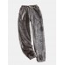 Mens Solid Color Thick Soft Drawstring Home Sleep Bottom With Pocket