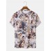 Mens All Over Floral Plants Print Holiday Short Sleeve T  Shirts